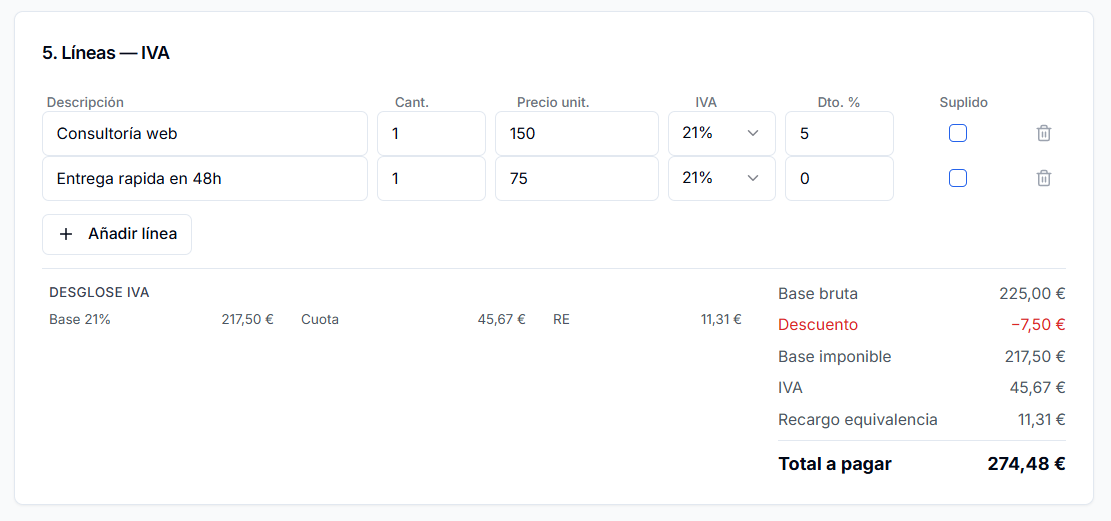 Crear factura hostelería